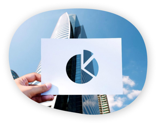 Imagem apresentando um gráfico e um prédio ilustrando a solução de Market Share e Market Size da consultoria do Empresômetro.