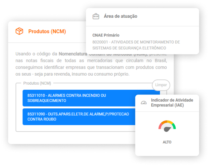 Imagem apresentando o filtro de Prospeção por NCM, uma das soluções do Empresômetro Digital.
