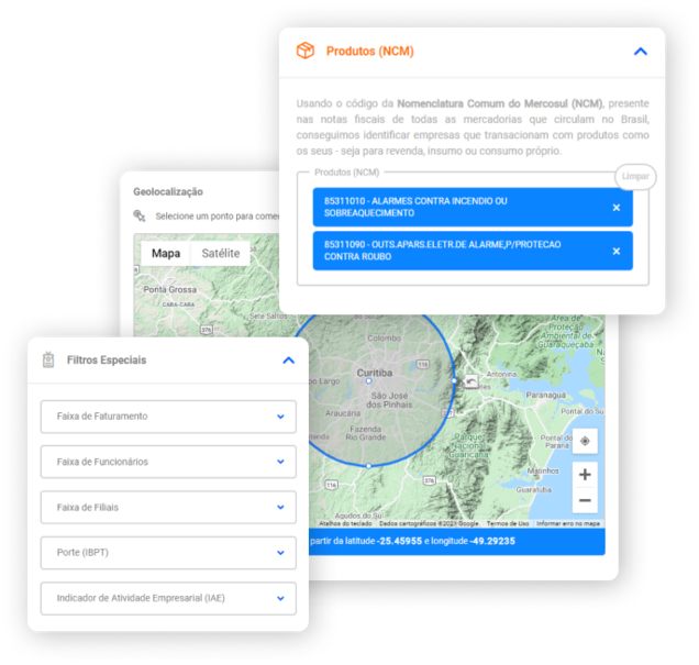 Imagem apresentando os filtros presentes na Pesquisa, uma das soluções do Empresômetro Digital.